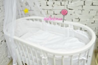 Комплект в кроватку Oval bed белый сатин